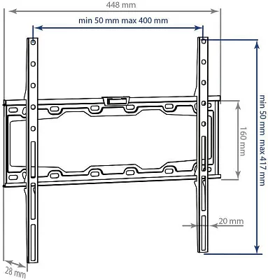 Кронштейн для телевизора Kromax ELEMENT-3 черный 22"-65" макс.50кг настенный фиксированный