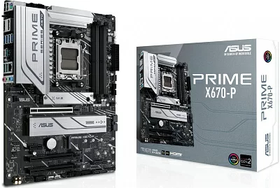 Материнская плата Asus PRIME X670-P SocketAM5 AMD X670 4xDDR5 ATX AC`97 8ch(7.1) 2.5Gg RAID+HDMI+DP