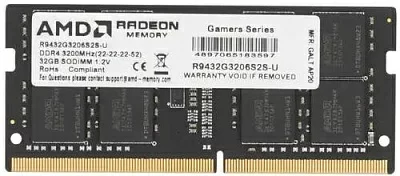 Память DDR4 32Gb 3200MHz AMD R9432G3206S2S-U R9 RTL PC4-25600 CL22 SO-DIMM 260-pin 1.2В Ret