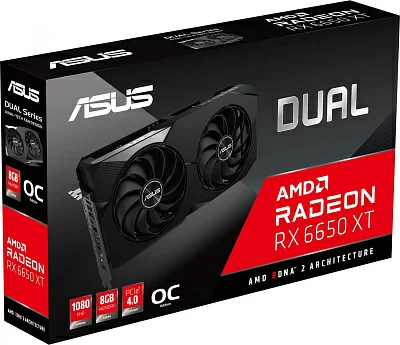 Видеокарта Asus PCI-E 4.0 DUAL-RX6650XT-O8G AMD Radeon RX 6650XT 8Gb 128bit GDDR6 2447/17500 HDMIx1 DPx3 HDCP Ret