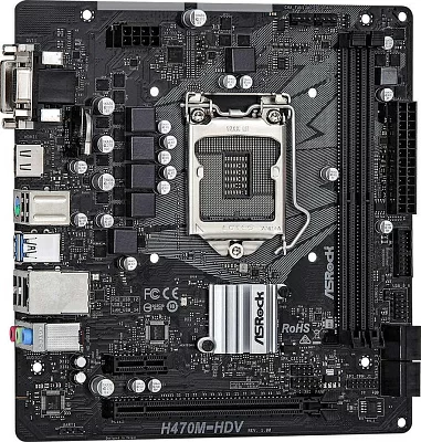 Материнская плата Asrock H470M-HDV Soc-1200 Intel H470 2xDDR4 mATX AC`97 8ch(7.1) GbLAN+VGA+DVI+HDMI