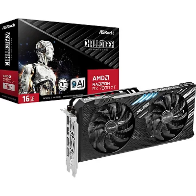 Видеокарта Asrock PCI-E 4.0 RX7600XT CL 16GO AMD Radeon RX 7600XT 16Gb 128bit GDDR6 2516/18000 HDMIx1 DPx3 HDCP Ret