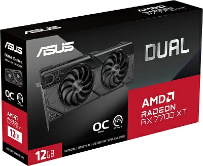 Видеокарта Asus PCI-E 4.0 DUAL-RX7700XT-O12G AMD Radeon RX 7700XT 12Gb 192bit GDDR6 2226/18000 HDMIx1 DPx3 HDCP Ret