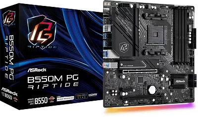 Материнская плата Asrock B550M PG RIPTIDE Soc-AM4 AMD B550 4xDDR4 mATX AC`97 8ch(7.1) 2.5Gg RAID+HDMI+DP