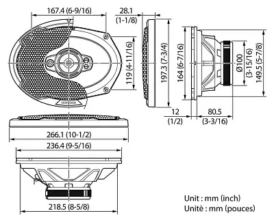 Колонки автомобильные Kenwood KFC-PS6996 650Вт 88дБ 4Ом 15x23см (6x9дюйм) (ком.:2кол.) коаксиальные пятиполосные