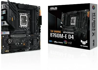 Материнская плата Asus TUF GAMING B760M-E D4 Soc-1700 Intel B760 4xDDR4 mATX AC`97 8ch(7.1) 2.5Gg RAID+HDMI+DP