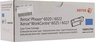 Картридж лазерный Xerox 106R02760 голубой (1000стр.) для Xerox Phaser 6020/6022/6025/6027