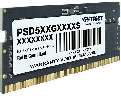 Память DDR5 32GB 4800MHz Patriot PSD532G48002S RTL PC5-38400 CL40 SO-DIMM 262-pin 1.1В dual rank Ret