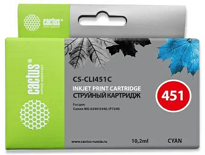 Картридж струйный Cactus CS-CLI451C голубой (12мл) для Canon MG6340/5440/IP7240