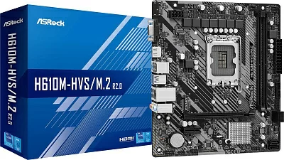 Материнская плата Asrock H610M-HVS/M.2 R2.0 Soc-1700 Intel H610 2xDDR4 mATX AC`97 8ch(7.1) GbLAN+VGA+HDMI