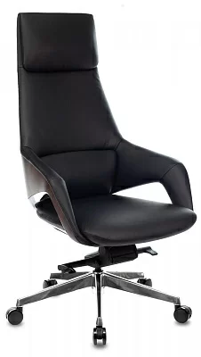 Кресло руководителя Бюрократ _DAO-2 черный кожа с подголов. крестовина алюминий