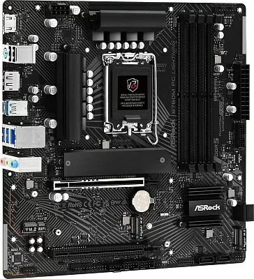 Материнская плата Asrock B760M PG LIGHTNING Soc-1700 Intel B760 4xDDR5 mATX AC`97 8ch(7.1) 2.5Gg RAID+HDMI+DP