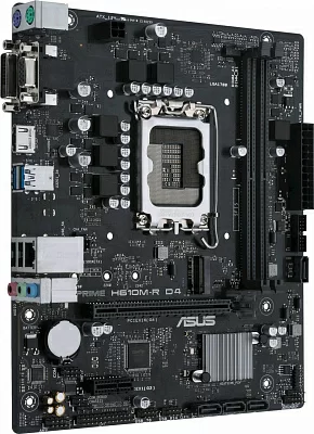 Материнская плата Asus PRIME H610M-R D4-SI Soc-1700 Intel H610 2xDDR4 mATX AC`97 8ch(7.1) GbLAN+VGA+DVI+HDMI White Box