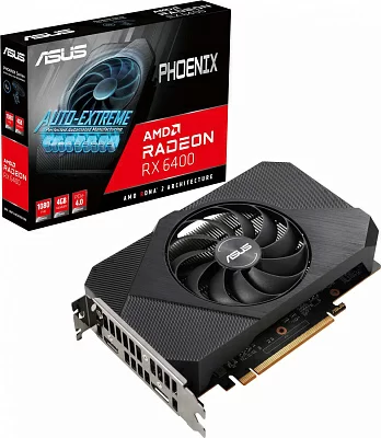 Видеокарта Asus PCI-E 4.0 PH-RX6400-4G AMD Radeon RX 6400 4Gb 64bit GDDR6 2039/16000 HDMIx1 DPx1 HDCP Ret