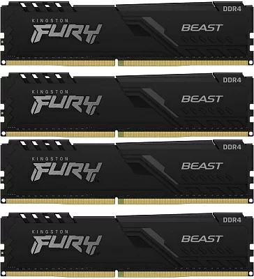 Память DDR4 4x32GB 3200MHz Kingston KF432C16BBK4/128 Fury Beast Black RTL Gaming PC4-25600 CL16 DIMM 288-pin 1.35В dual rank с радиатором Ret