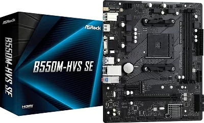 Материнская плата Asrock B550M-HVS SE Soc-AM4 AMD PRO565 2xDDR4 mATX AC`97 8ch(7.1) GbLAN RAID+VGA+HDMI