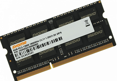 Память DDR3L 8Gb 1600MHz Digma DGMAS31600008D RTL PC3-12800 CL11 SO-DIMM 204-pin 1.35В dual rank Ret