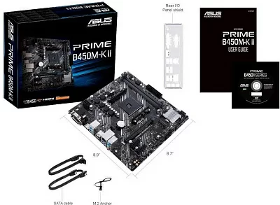 Материнская плата Asus PRIME B450M-K II Soc-AM4 AMD B450 2xDDR4 mATX AC`97 8ch(7.1) GbLAN RAID+VGA+DVI+HDMI