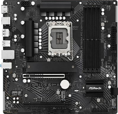 Материнская плата Asrock B760M PG LIGHTNING Soc-1700 Intel B760 4xDDR5 mATX AC`97 8ch(7.1) 2.5Gg RAID+HDMI+DP