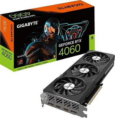 Видеокарта Gigabyte PCI-E 4.0 GV-N4060GAMING-8GD NVIDIA GeForce RTX 4060 8Gb 128bit GDDR6 2460/17000 HDMIx2 DPx2 HDCP Ret