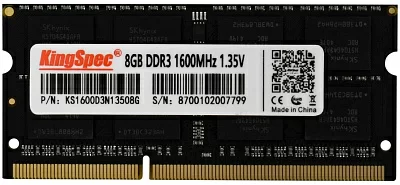 Память DDR3L 8GB 1600MHz Kingspec KS1600D3N13508G RTL PC3L-12800 CL11 SO-DIMM 204-pin 1.35В single rank Ret