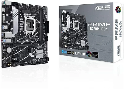 Материнская плата Asus PRIME B760M-K D4 Soc-1700 Intel B760 2xDDR4 mATX AC`97 8ch(7.1) GbLAN RAID+VGA+HDMI