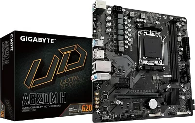 Материнская плата Gigabyte A620M H SocketAM5 AMD A620 2xDDR5 mATX AC`97 8ch(7.1) GbLAN RAID+VGA+HDMI