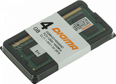 Память DDR3L 4GB 1600MHz Digma DGMAS31600004D RTL PC3-12800 CL11 SO-DIMM 204-pin 1.35В dual rank Ret