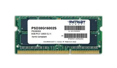 Память DDR3 8Gb 1600MHz Patriot PSD38G16002S RTL PC3-12800 CL11 SO-DIMM 204-pin 1.5В dual rank Ret