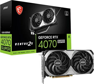 Видеокарта MSI PCI-E 4.0 RTX 4070 SUPER 12G VENTUS 2X NVIDIA GeForce RTX 4070 Super 12Gb 192bit GDDR6X 2475/21000 HDMIx1 DPx3 HDCP Ret