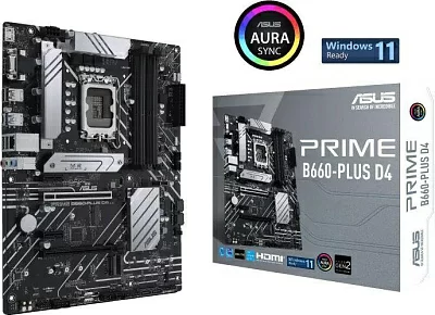 Материнская плата Asus PRIME B660-PLUS D4 Soc-1700 Intel B660 4xDDR4 ATX AC`97 8ch(7.1) 2.5Gg RAID+HDMI+DP