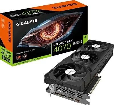 Видеокарта Gigabyte PCI-E 4.0 GV-N407TSWF3MAX OC-16GD NVIDIA GeForce RTX 4070TI Super 16Gb 256bit GDDR6X 2655/21000 HDMIx1 DPx3 HDCP Ret