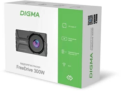 Видеорегистратор Digma FreeDrive 300W черный 4Mpix 1400x2560 130гр.