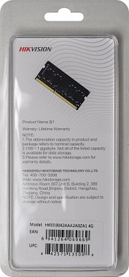 Память DDR3L 4Gb 1600MHz Hikvision HKED3042AAA2A0ZA1/4G RTL PC3-12800 CL11 SO-DIMM 204-pin 1.35В Ret