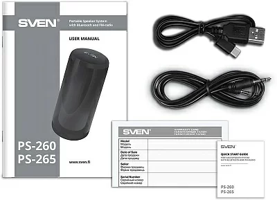 Колонка порт. Sven АС PS-260 черный 10W 1.0 BT/3.5Jack/USB 10м 2000mAh (без.бат) (SV-021337)