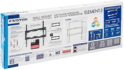 Кронштейн для телевизора Kromax ELEMENT-3 черный 22"-65" макс.50кг настенный фиксированный