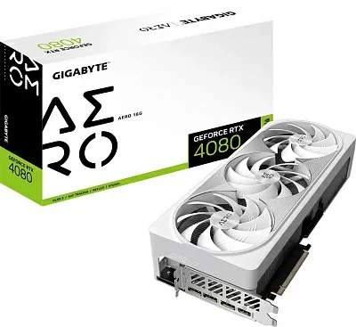 Видеокарта Gigabyte PCI-E 4.0 GV-N4080AERO-16GD NVIDIA GeForce RTX 4080 16Gb 256bit GDDR6X 2505/22400 HDMIx1 DPx3 HDCP Ret