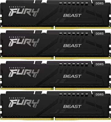 Память DDR5 4x16GB 5200MHz Kingston KF552C40BBK4-64 Fury Beast Black RTL Gaming PC5-41600 CL40 DIMM 288-pin 1.25В kit single rank с радиатором Ret