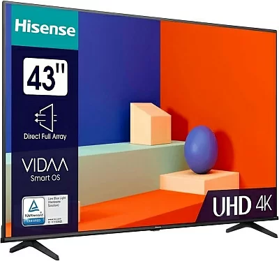 Телевизор LED Hisense 43" 43A6K Frameless черный 4K Ultra HD 60Hz DVB-T DVB-T2 DVB-C DVB-S DVB-S2 USB WiFi Smart TV