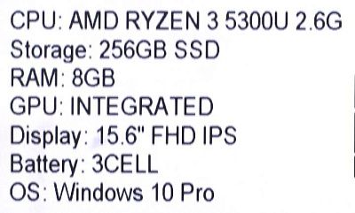 Ноутбук Lenovo ThinkBook 15 G3 ACL  <21A4008RRU>  Ryzen 3  5300U/8/256SSD/Win10Pro/15.6"
