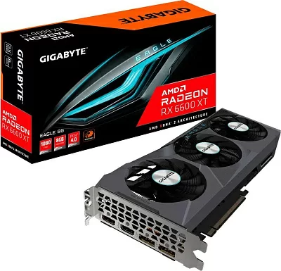 Видеокарта Gigabyte PCI-E 4.0 GV-R66EAGLE-8GD AMD Radeon RX 6600 8Gb 128bit GDDR6 2044/14000 HDMIx2 DPx2 HDCP Ret