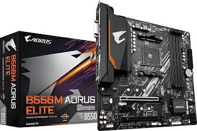 Материнская плата Gigabyte B550M AORUS ELITE Soc-AM4 AMD B550 4xDDR4 mATX AC`97 8ch(7.1) GbLAN RAID+DVI+HDMI