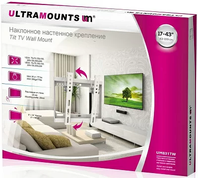 Кронштейн для телевизора Ultramounts UM831TW белый 17"-43" макс.35кг настенный наклон