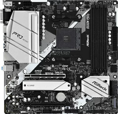 Материнская плата Asrock B550M PRO4 Soc-AM4 AMD B550 4xDDR4 mATX AC`97 8ch(7.1) GbLAN RAID+VGA+HDMI+DP