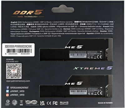 Память DDR5 2x16Gb 7800MHz Patriot PVXR532G78C38K Viper XTREME RGB RTL Gaming PC5-62400 CL38 DIMM 288-pin 1.45В с радиатором Ret