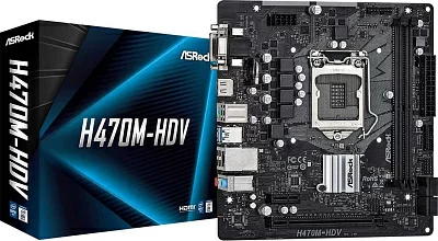 Материнская плата Asrock H470M-HDV Soc-1200 Intel H470 2xDDR4 mATX AC`97 8ch(7.1) GbLAN+VGA+DVI+HDMI