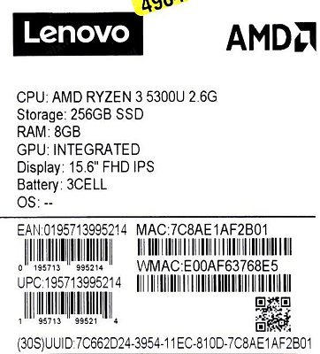 Lenovo ThinkBook 15 G3 ACL [21A40032RU] Mineral Grey 15.6" {FHD Ryzen 3 5300U/8Gb/256Gb SSD/DOS}
