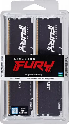 Память DDR5 2x16Gb 5200MHz Kingston KF552C40BBK2-32 Fury Beast RTL Gaming PC5-41600 CL40 DIMM 288-pin 1.25В kit single rank с радиатором Ret