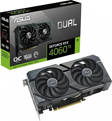 Видеокарта Asus PCI-E 4.0 DUAL-RTX4060TI-O16G NVIDIA GeForce RTX 4060TI 16Gb 128bit GDDR6 2595/18000 HDMIx1 DPx3 HDCP Ret