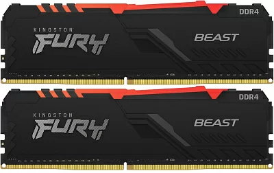 Память DDR4 2x8GB 3200MHz Kingston KF432C16BB2AK2/16 Fury Beast RGB RTL Gaming PC4-25600 CL16 DIMM 288-pin 1.35В kit dual rank с радиатором Ret